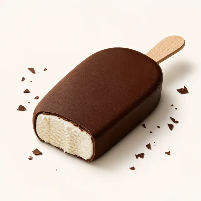 Barre ou batonnet de crème glacée, enrobé de chocolat