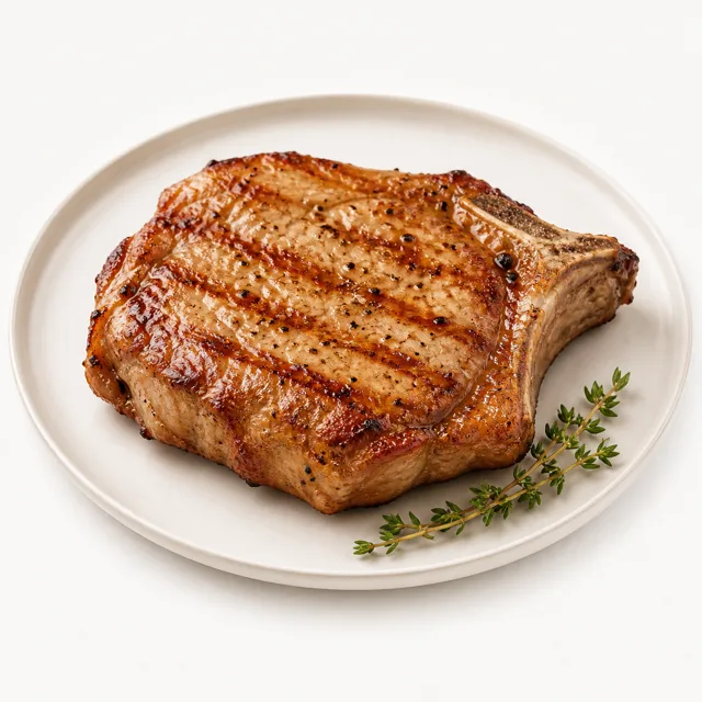 Côtelette (moyenne de veau, porc, agneau), grillée (sans adjonction de graisse ni de sel)