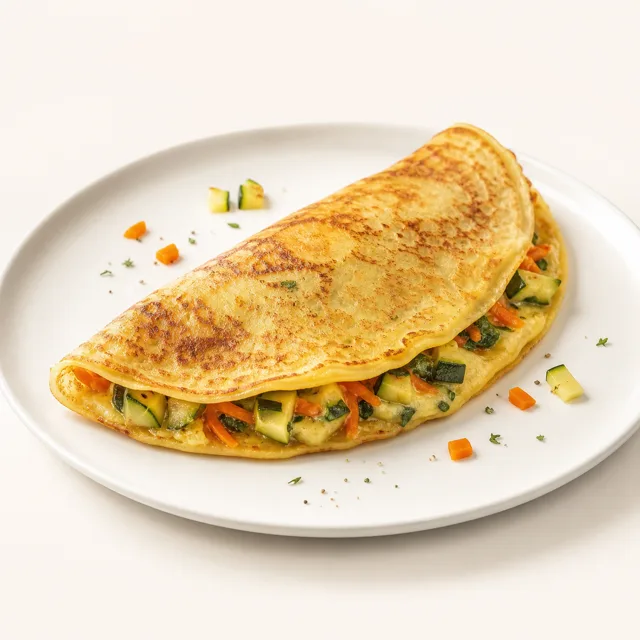 Flour omelette filled with vegetables, prepared