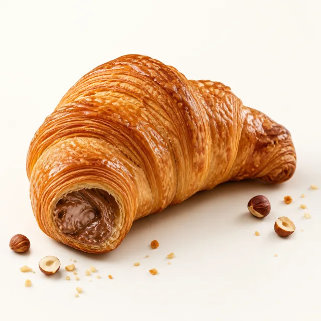 Croissant filled with nuts, puff pastry