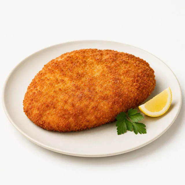 Escalope (average of beef, veal, pork, poultry), breaded, fried
