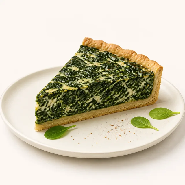 Spinatkuchen, gebacken (mit Kuchenteig)