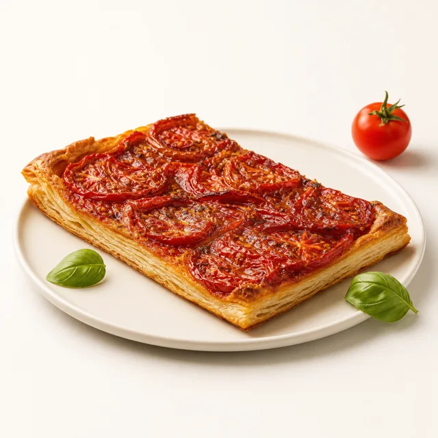 Tomatenkuchen, gebacken (mit Blätterteig)