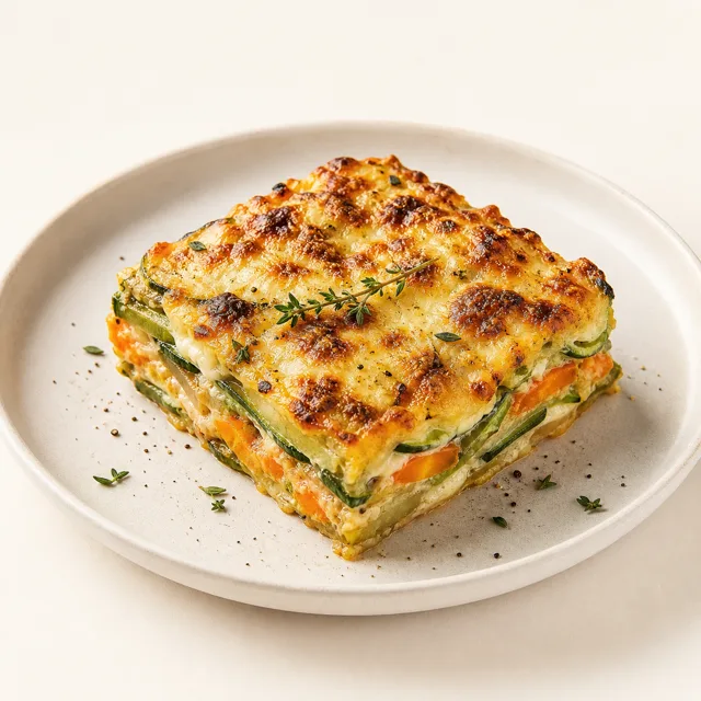 Vegetable au gratin, baked