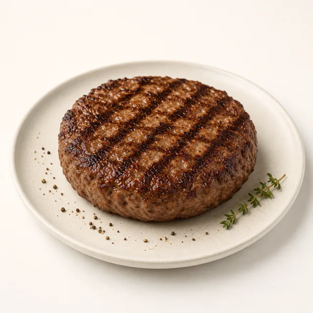 Hamburger (boeuf), fait maison, grillé à l'huile de colza HOLL