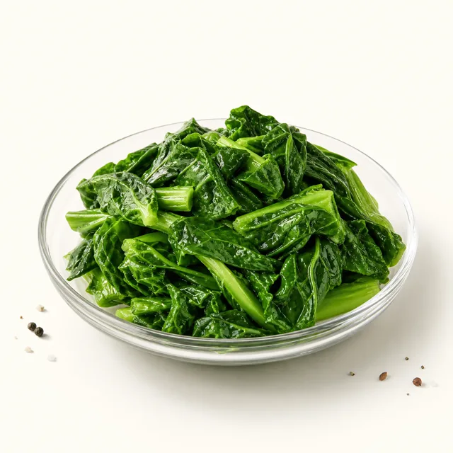Leafy vegetables (average excluding salads), steamed (without addition of salt)