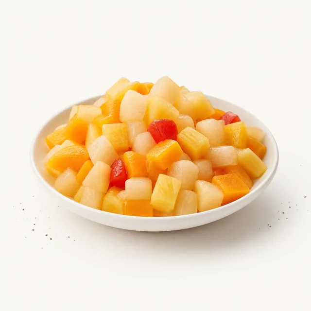 Fruchtcocktail mit Süssungsmittel, Konserve, abgetropft