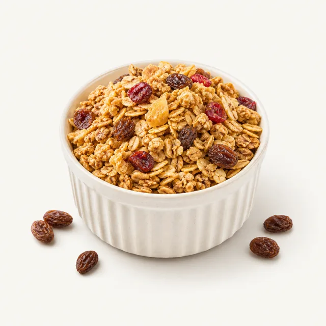 Miscela per muesli croccante, con frutta, zuccherata