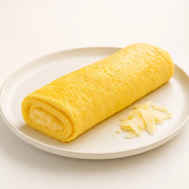 French omelette with cheese, prepared