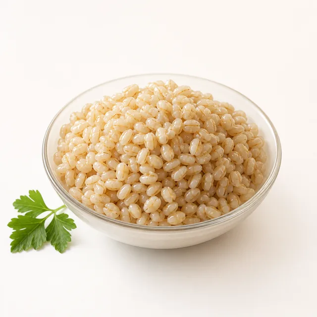 Orge perlé, cuit à l'eau salée (sel non iodé)