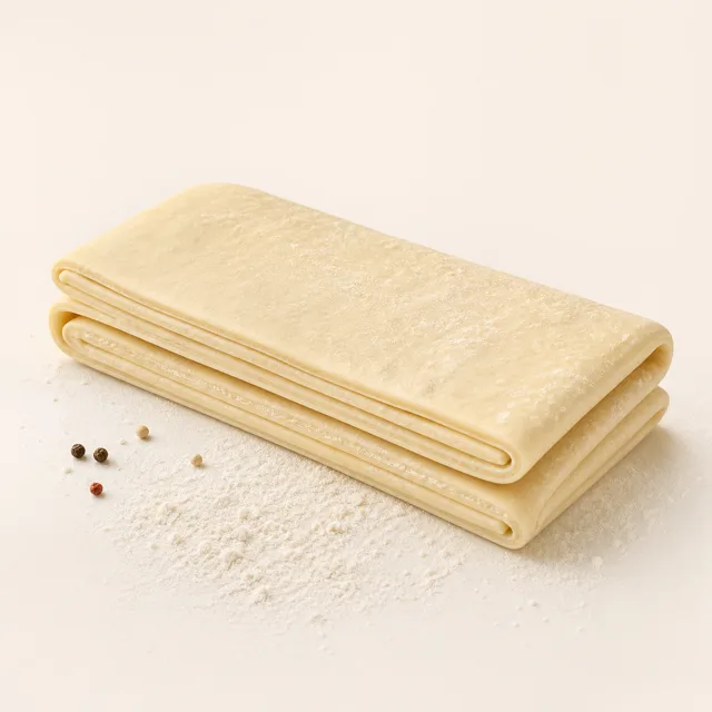 Puff pastry, home-made (with vegetable fat), raw