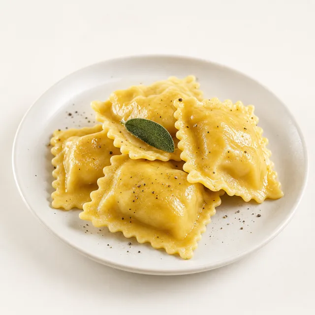 Pasta fresca, con ripieno di carne, cotta