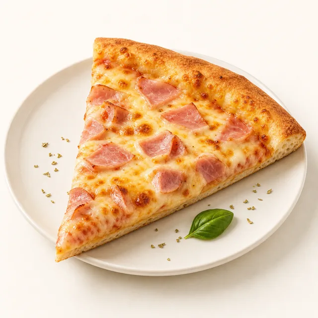 Pizza with ham, baked