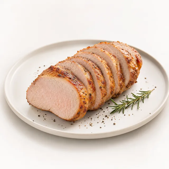 Pork, filet, pan fried (without addition of fat and salt)
