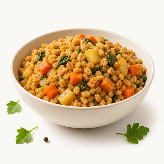 Wheat risotto, cooked