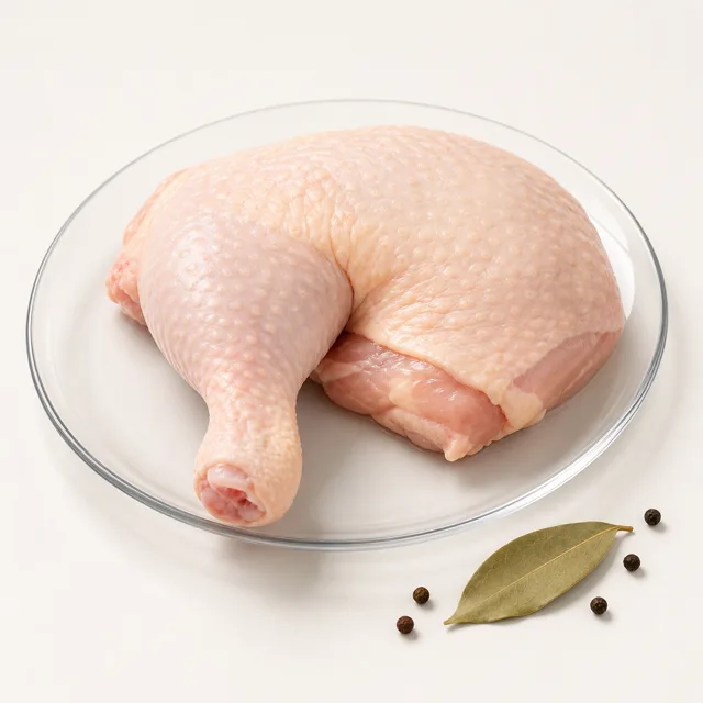 Chicken, leg, with skin, raw