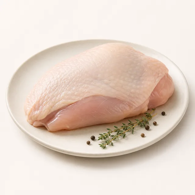 Chicken, breast, with skin, raw