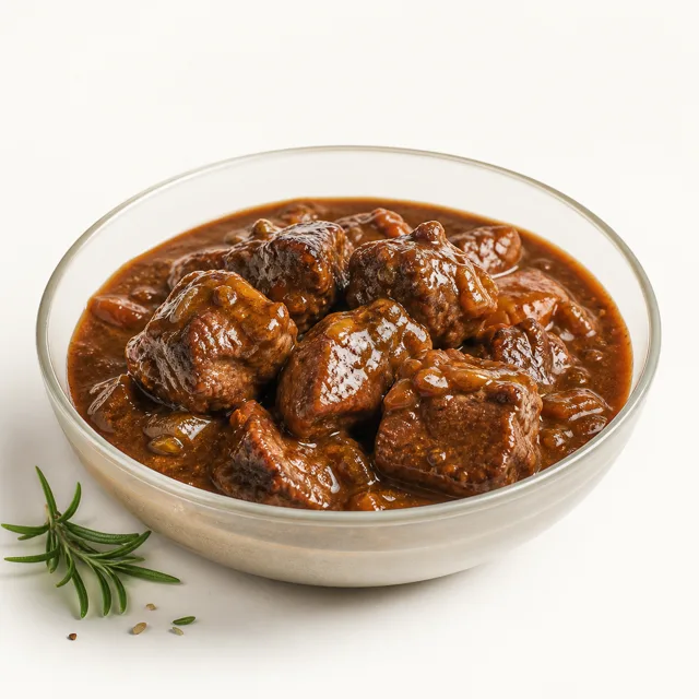Lammragout mit Sauce, zubereitet