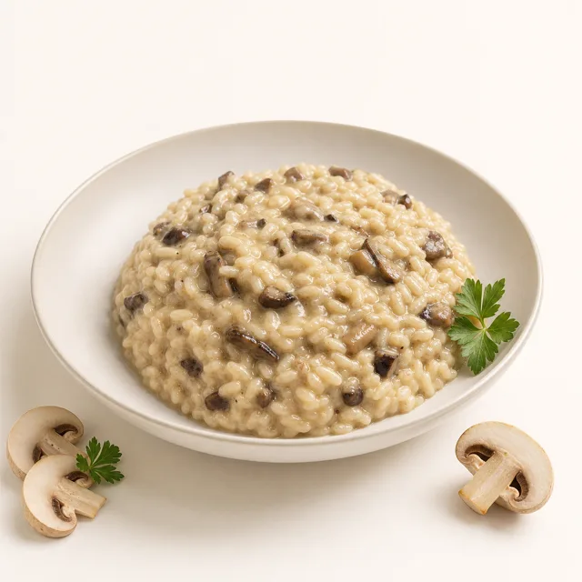 Mushroom risotto, prepared