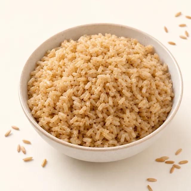 Riz complet, cuit à l'eau salée (sel non iodé)