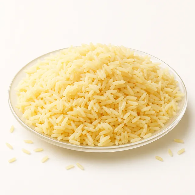 Riz parboiled, cuit à l'eau salée (sel non iodé)