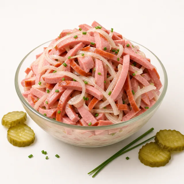 Sausage salad, prepared
