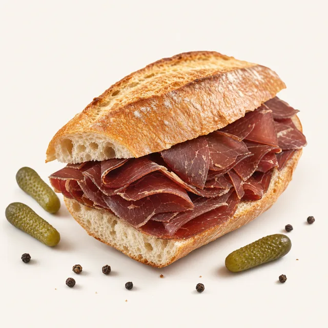 Sandwich (Baguette) mit Trockenfleisch