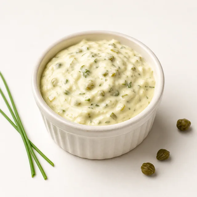 Salsa tartara, con maionese di colza, fatta in casa