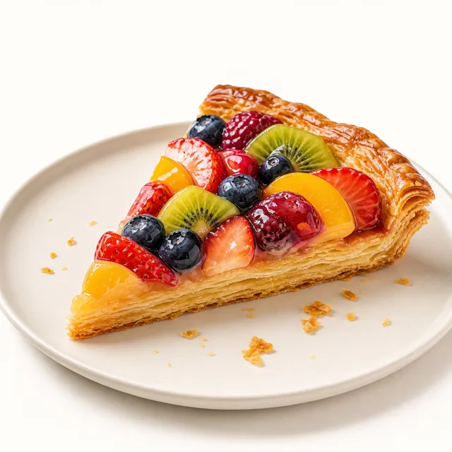 Fruit pie with puff pastry (average), homemade