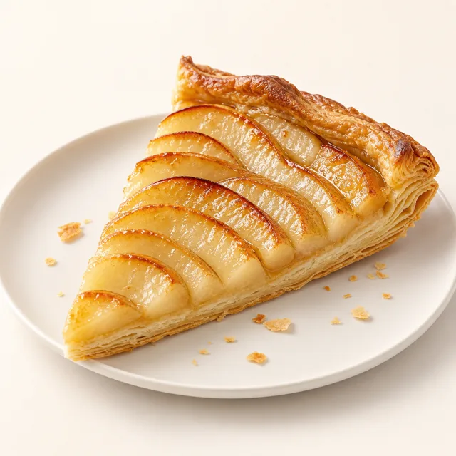 Pear pie, homemade, baked (with puff pastry)