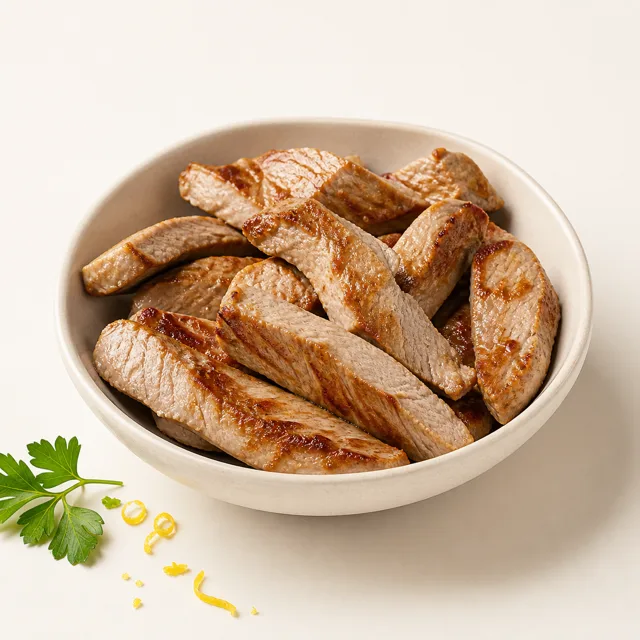 Veau, émincé, grillé (sans adjonction de graisse ni de sel)