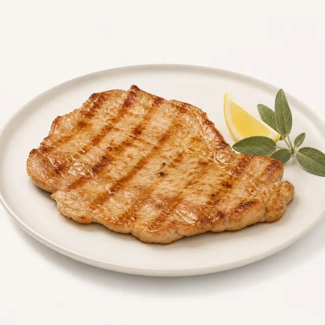 Veau, escalope, grillée (sans adjonction de graisse ni de sel)