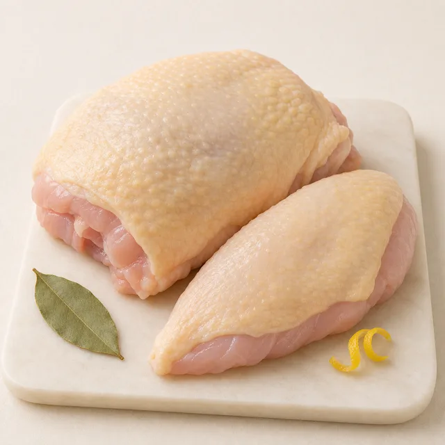 Carne di pollame con pelle (media), cruda