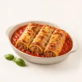 Cannelloni filled with meat, prepared