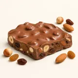 Chocolat au lait avec raisins secs, noisettes et amandes