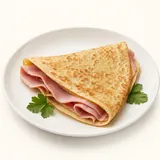 Crêpe au jambon, préparée