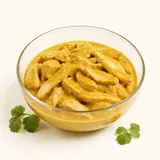 Chicken chopped with curry sauce, homemade