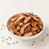 Meat, chopped (average of beef, veal, pork, poultry), pan fried (without addition of fat and salt)