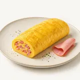 Omelette à la française au jambon, préparée