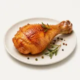 Chicken, leg with skin, roasted (without addition of fat and salt)