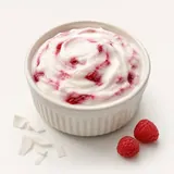 Yogurt substitute, based on coconut, with fruits or flavour, with sugar