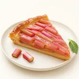 Rhubarb pie, homemade, baked (with puff pastry)