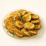 Tranches de courgette, panées, préparées